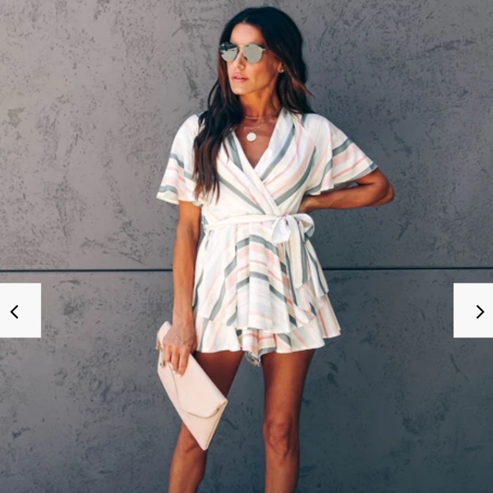 Samana Stripe Ruffle Romper